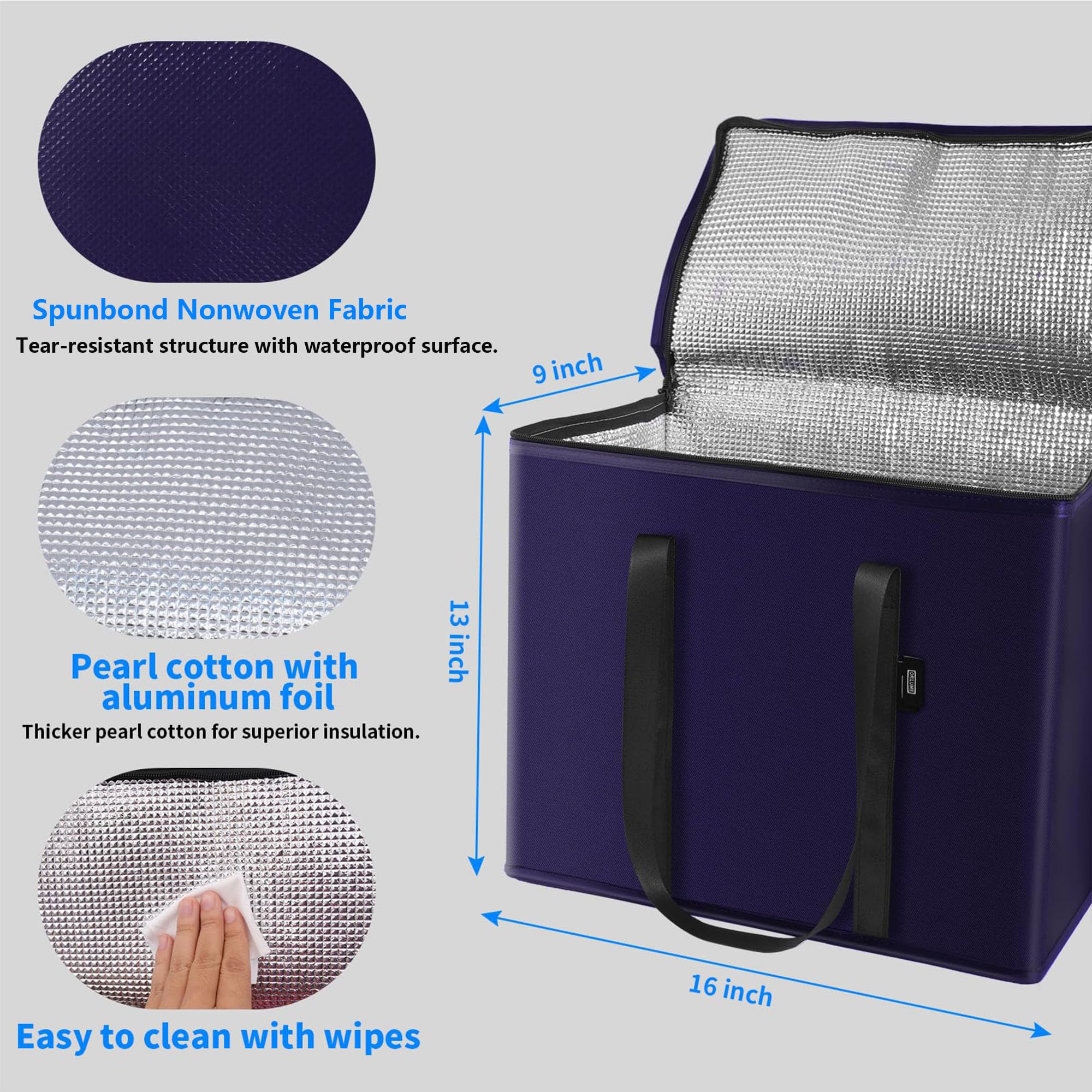 Orilume bolsa con aislamiento de aluminio y espuma, mantiene la temperatura de los alimentos.