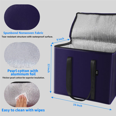 Orilume bolsa con aislamiento de aluminio y espuma, mantiene la temperatura de los alimentos.