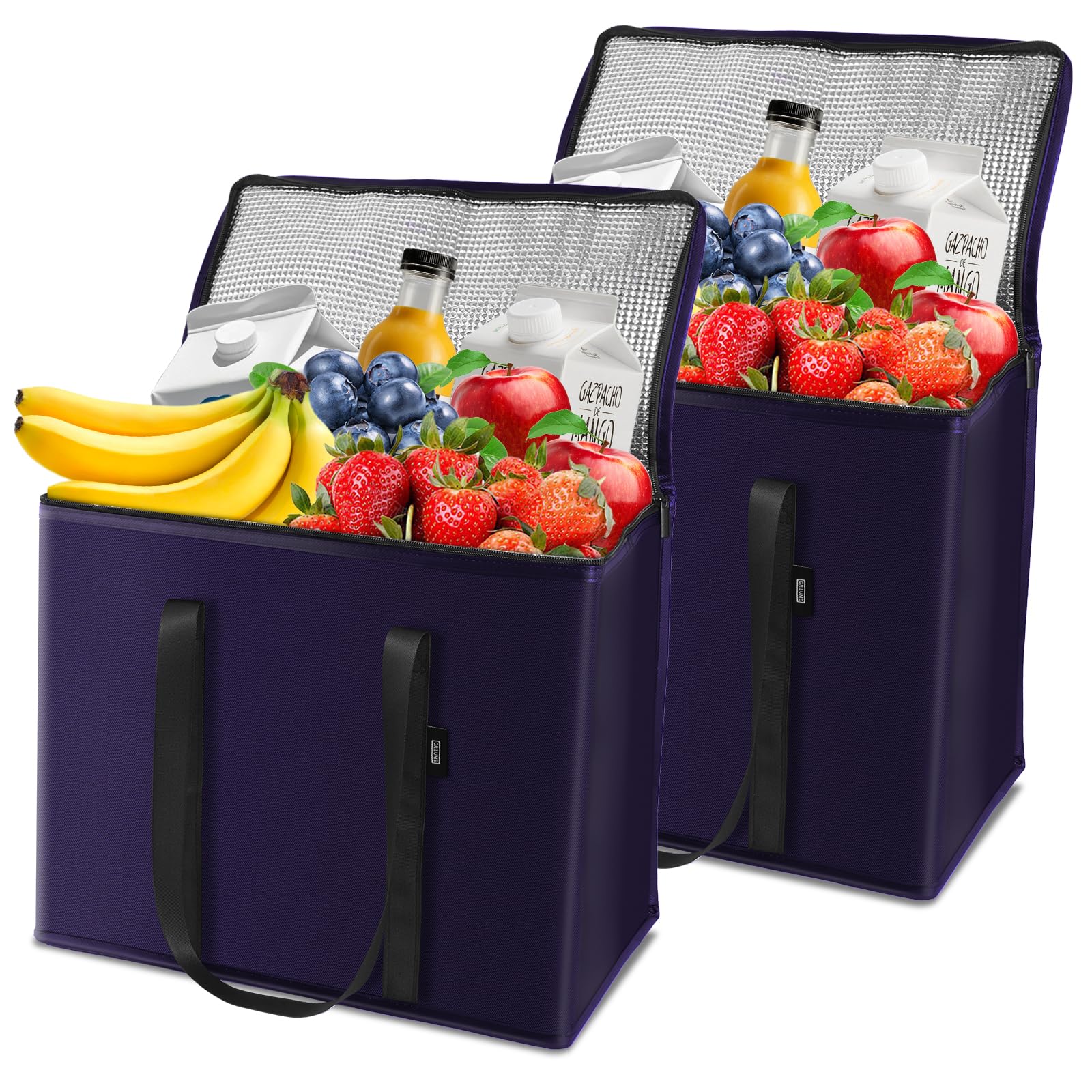 Orilume bolsa frigorífica reutilizable con cierre, ideal para conservar alimentos durante compras.