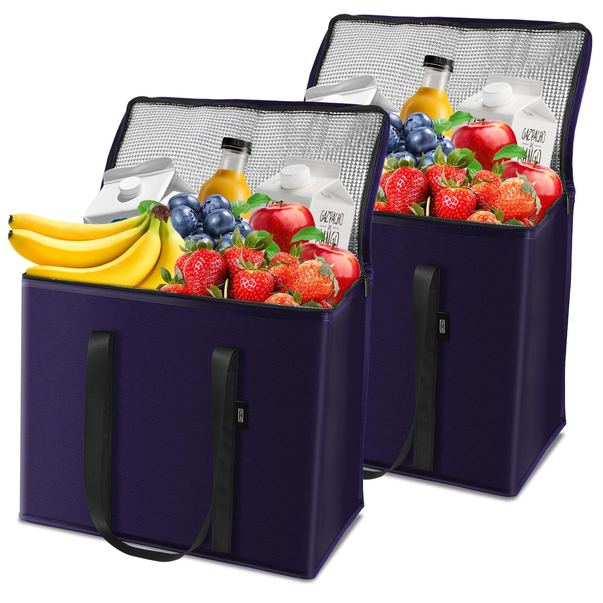 Orilume bolsa frigorífica reutilizable con cierre, ideal para conservar alimentos durante compras.