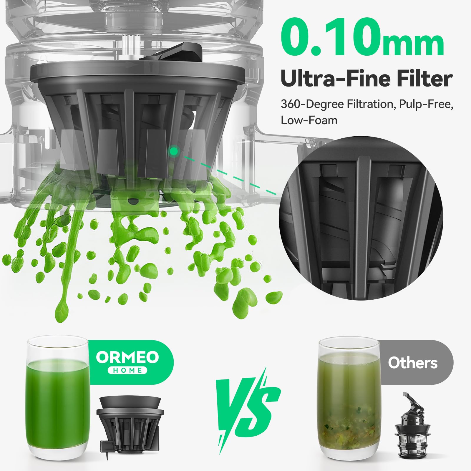 Ormeo Home, tecnología de prensado 50 revoluciones por minuto para sabor puro.