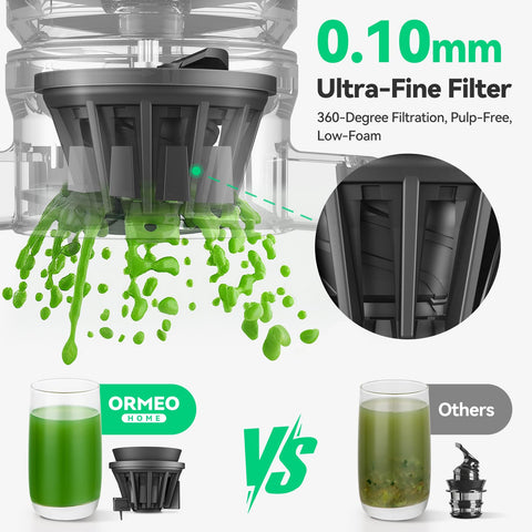 Ormeo Home, tecnología de prensado 50 revoluciones por minuto para sabor puro.