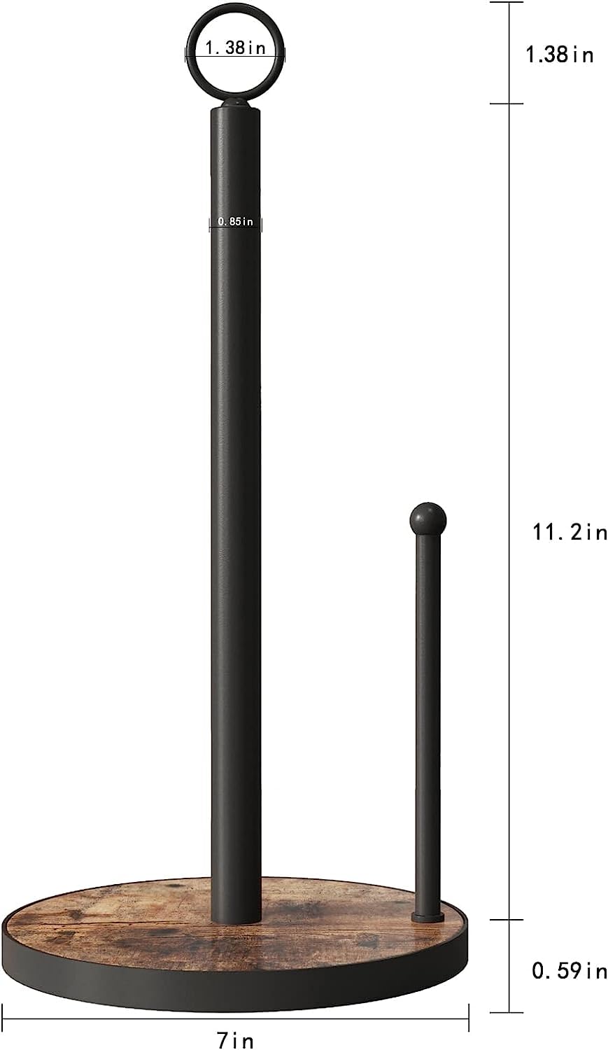 OROPY dimensiones 11.2 pulgadas de altura y 7 pulgadas de diámetro para rollos estándar o grandes.