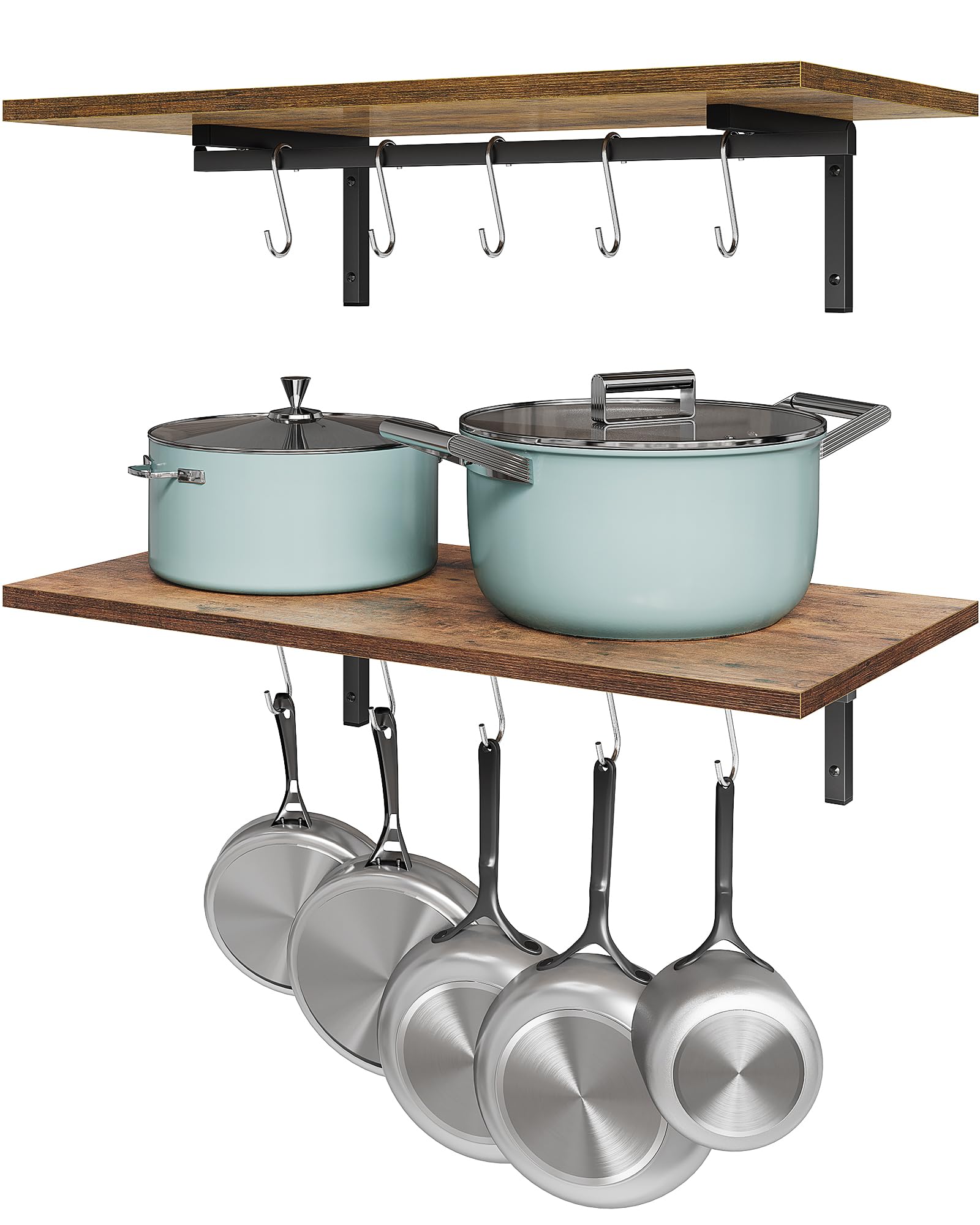 oropy espacio optimizado en cocina con estante para utensilios y ollas