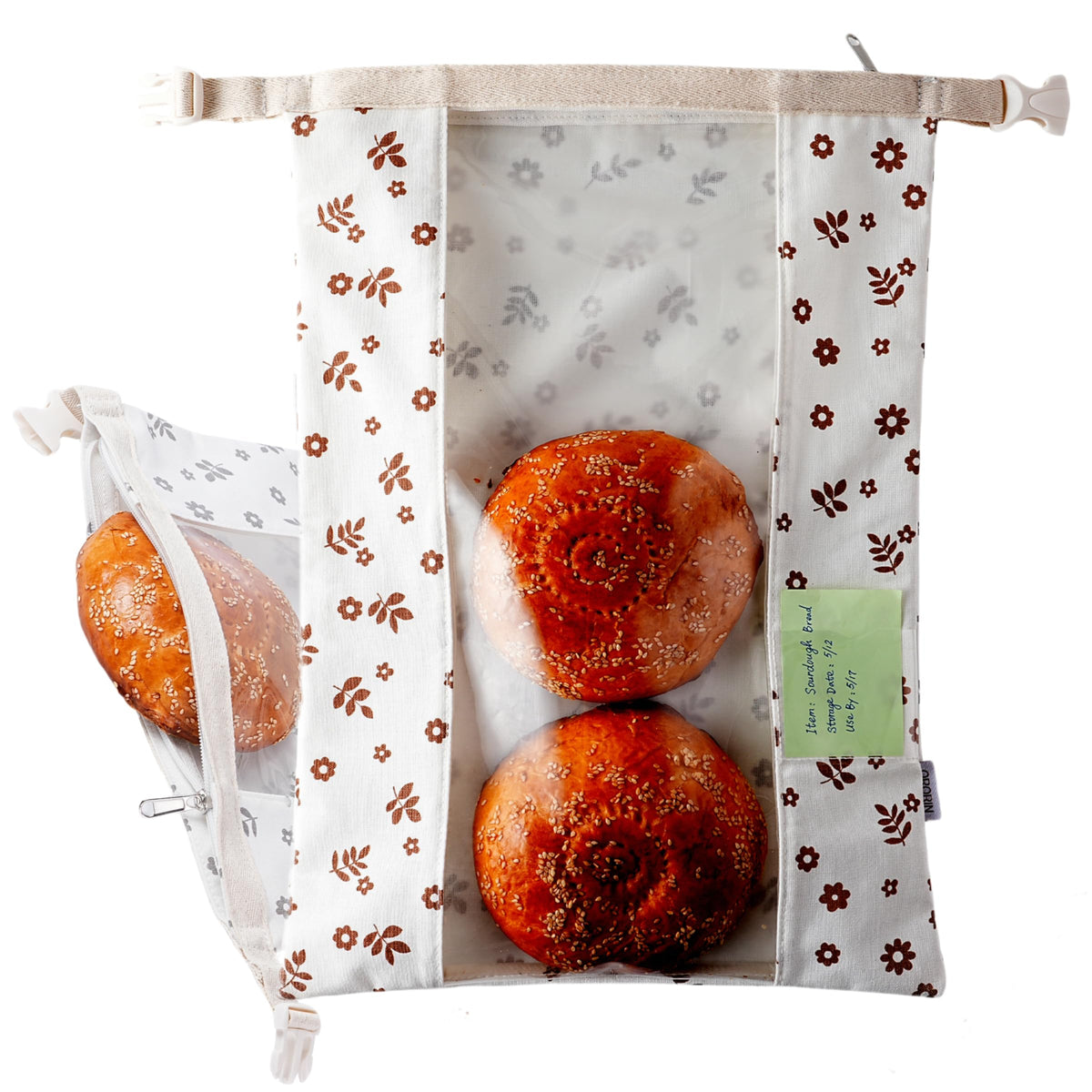Bolsas ORORIN para pan con ventana transparente muestran el pan sin abrir para verificar frescura.