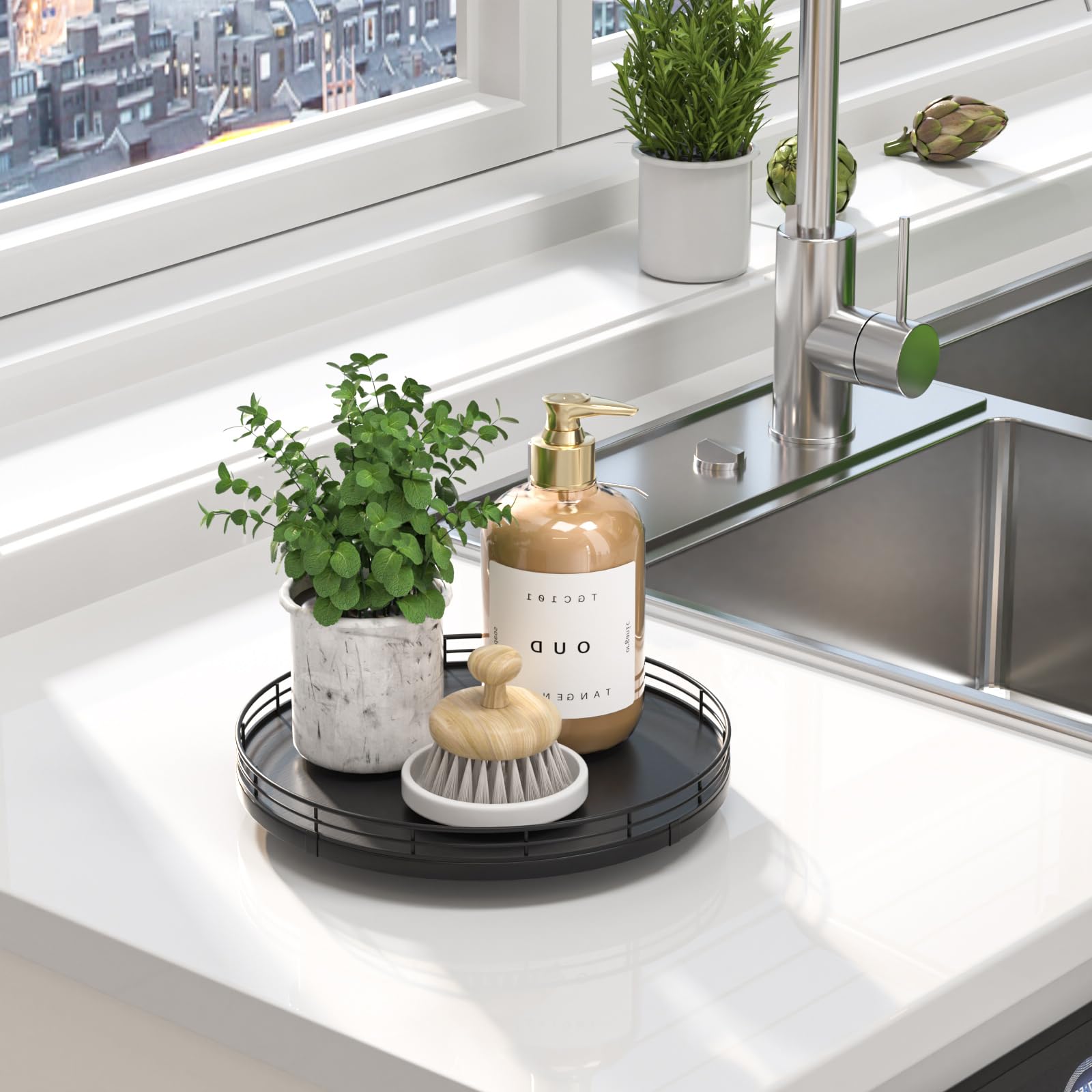 Oroyutor tabla giratoria roble, diseño silencioso con rotación de 360°.