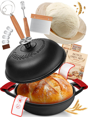 ORWIPO horno de hierro esmaltado con tapa para crosta crujiente y vapor.