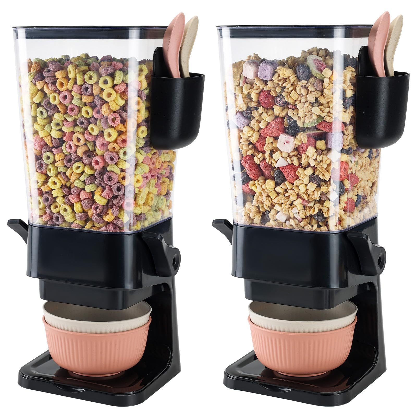 Osacoe dispensador de cereal en encimera negro para organización rápida.