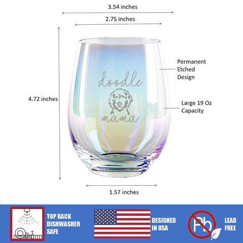 Diseño arcoíris grabado Osci-Fly en vaso de vino de 18 onzas.