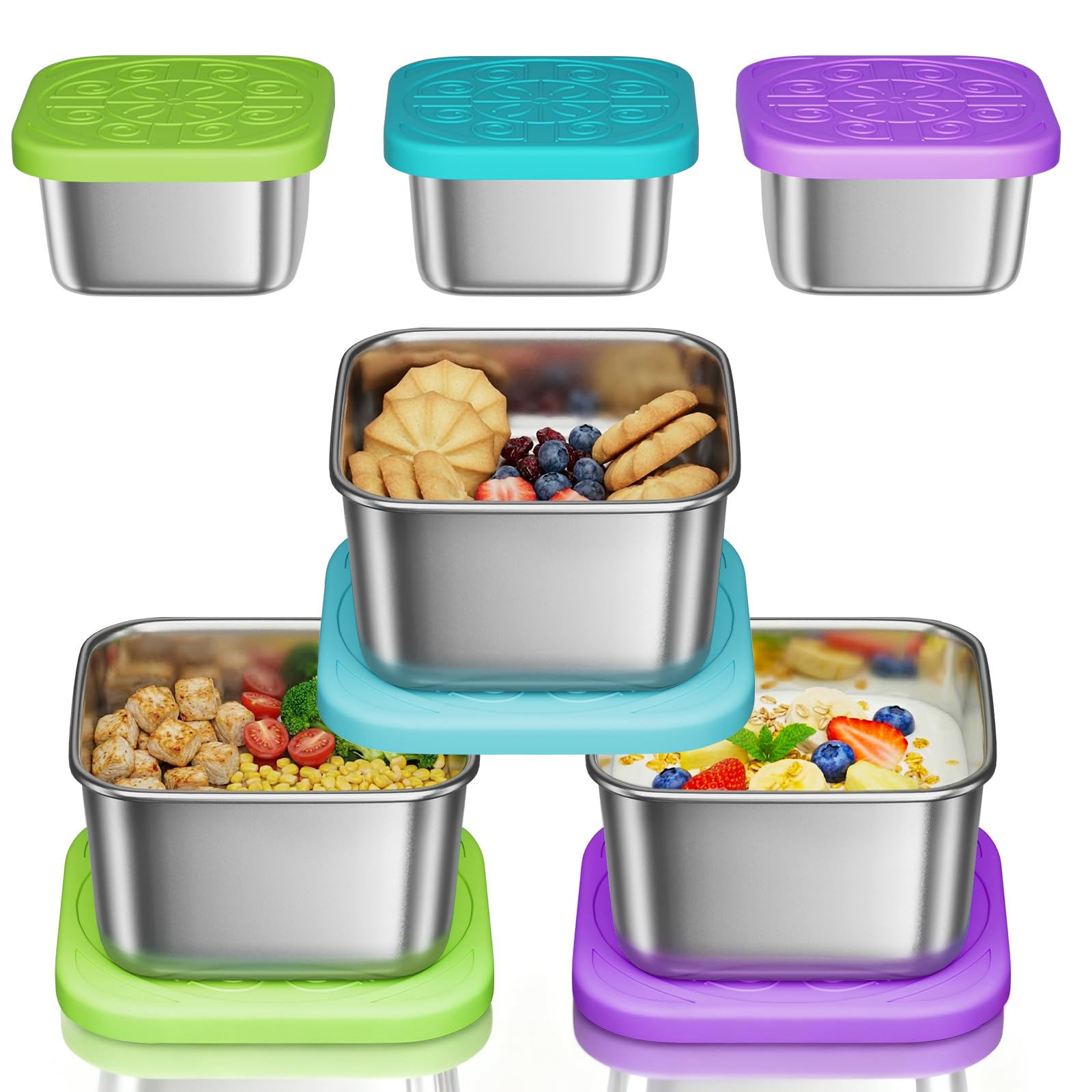 Osfel contenedores snack 6oz de acero inoxidable para porciones fáciles.