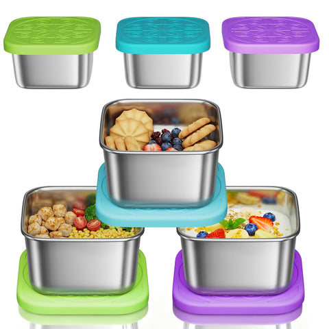 Osfel contenedores snack 6oz de acero inoxidable para porciones fáciles.