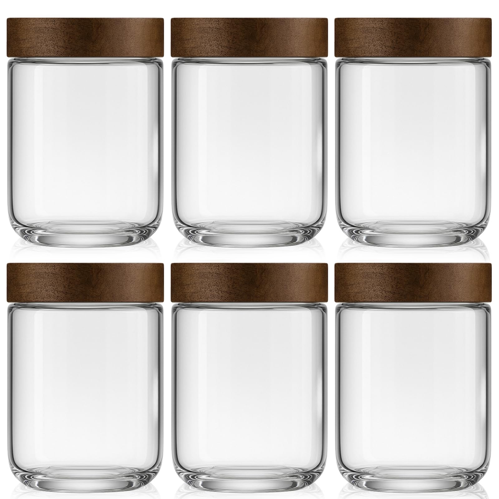 Osfel frascos de vidrio 16oz con tapas de acacia, ideales para organizar desayunos en la nevera.