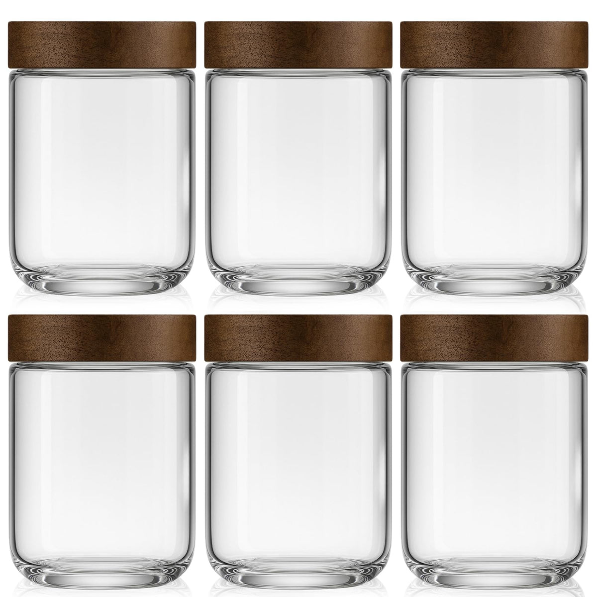 Osfel frascos de vidrio 16oz con tapas de acacia, ideales para organizar desayunos en la nevera.