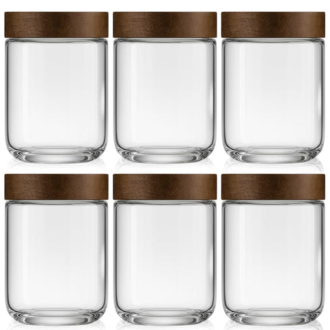 Osfel frascos de vidrio 16oz con tapas de acacia, ideales para organizar desayunos en la nevera.
