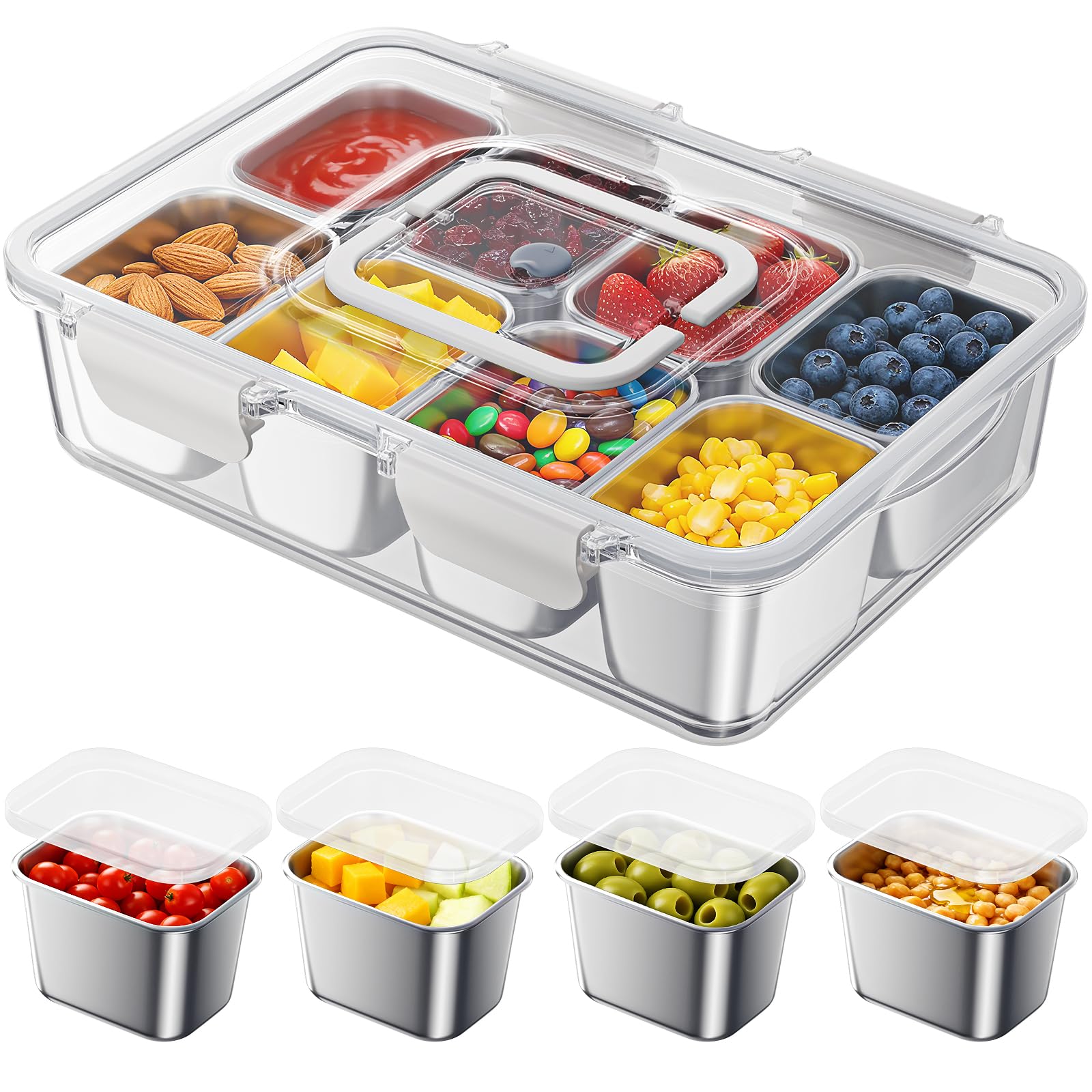 Osfel Snackle Box con compartimentos removibles de acero para organización duradera.
