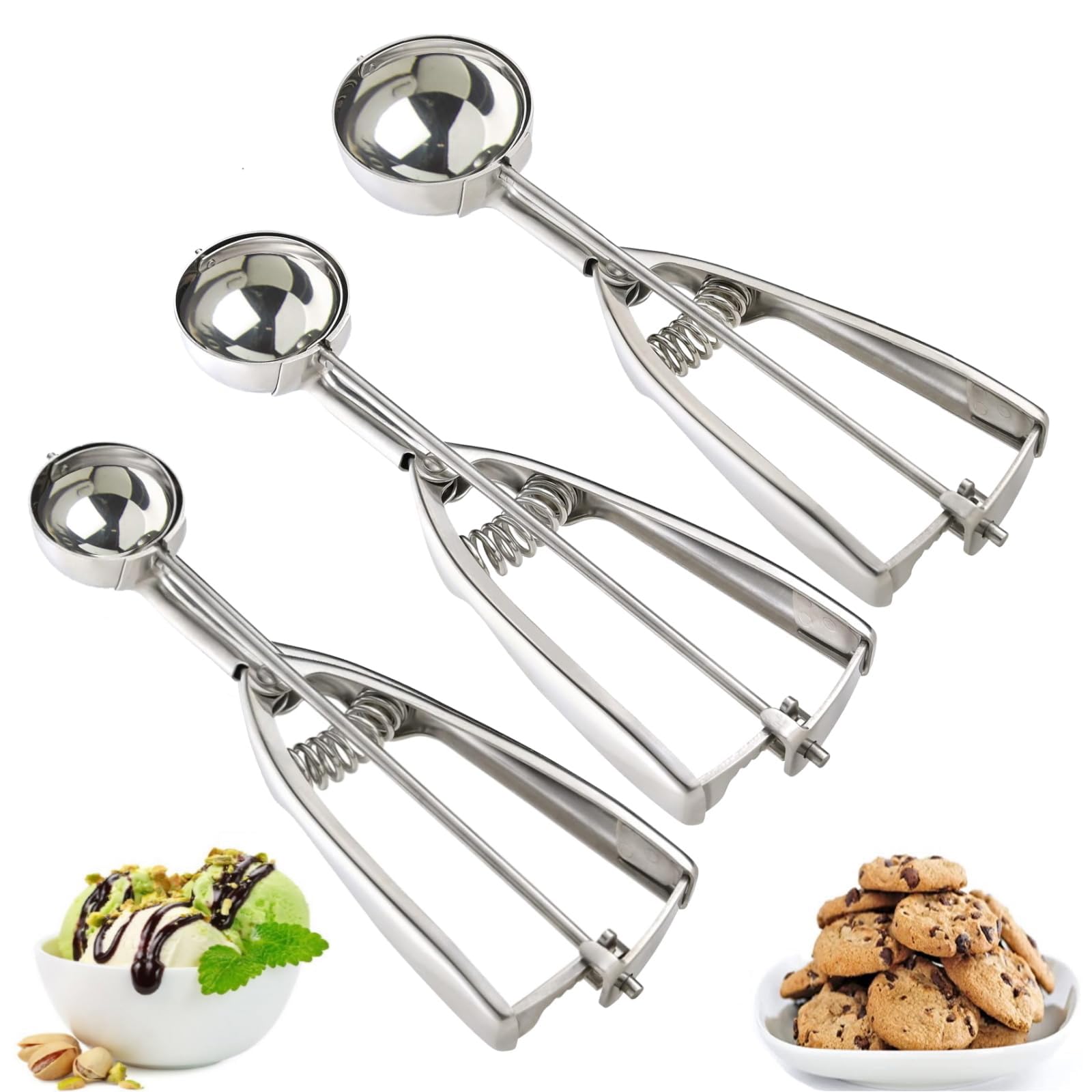 OSHLANT cucharas-helado-con-gatillo: juego de tres para porciones precisas.