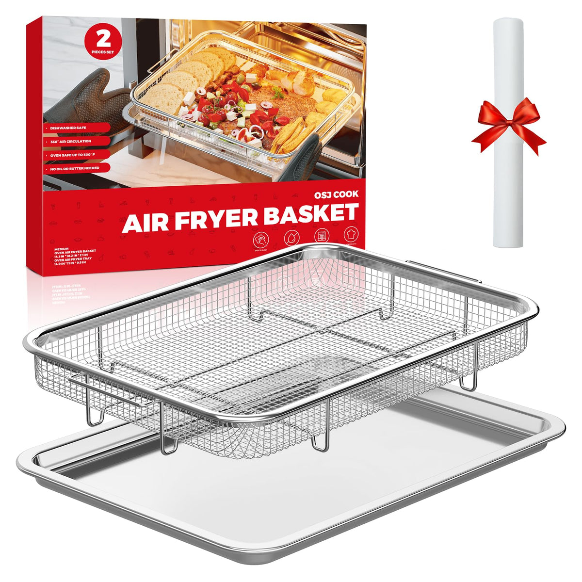 OSJ COOK canasta de aire para horno, enfoque crujiente con poco aceite.