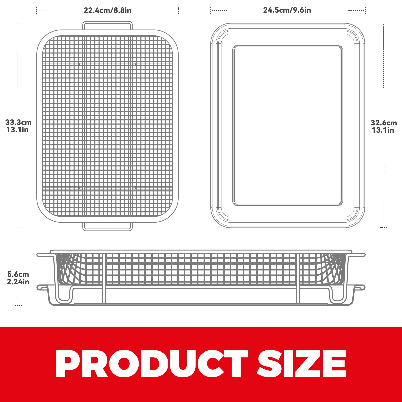OSJ COOK cesta para horno 12,8x9,6 pulgadas ideal para verduras crujientes.
