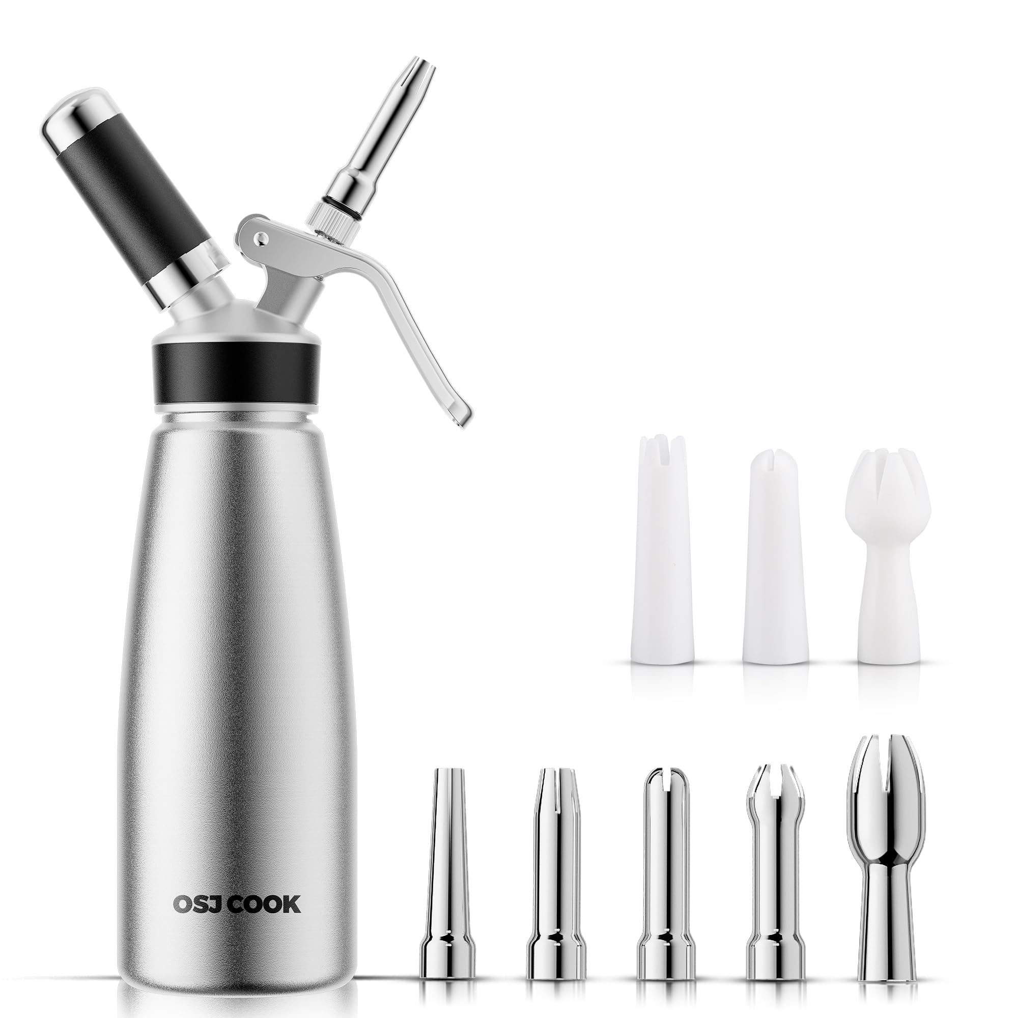 OSJ COOK espumador crema 500 ml vista frontal para uso profesional y doméstico