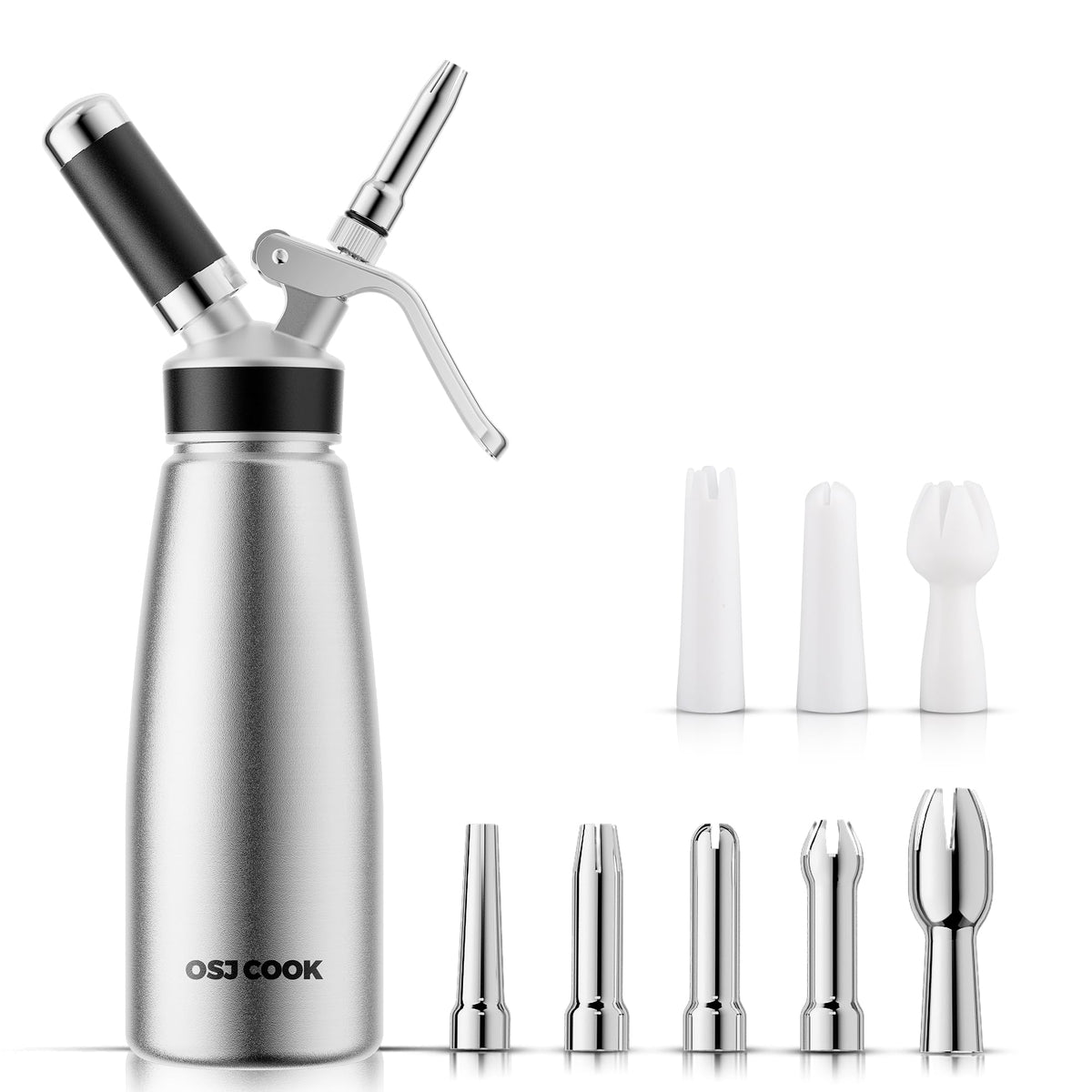 OSJ COOK espumador crema 500 ml vista frontal para uso profesional y doméstico