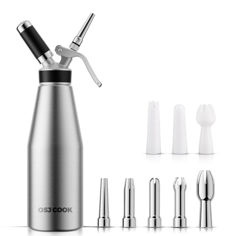 Espumador OSJ COOK de aluminio 1000ml para nata cremosa y estable