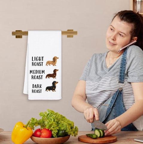 OSLYSOF toallas de cocina dachshund café, lavables a máquina y secado rápido para uso diario.