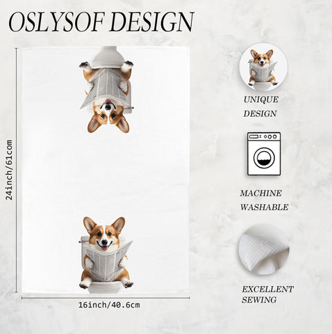 OSLYSOF toallas decorativas para baño, drapeado elegante con corgi