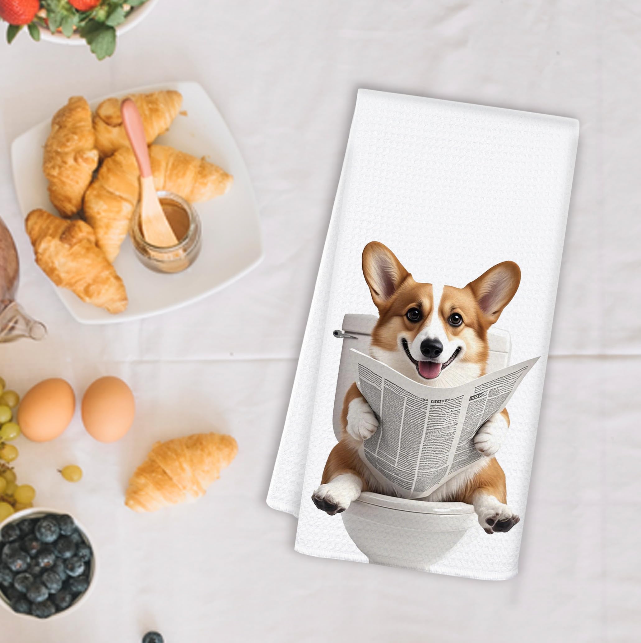 OSLYSOF toallas de baño con corgi, color vibrante y uso diario