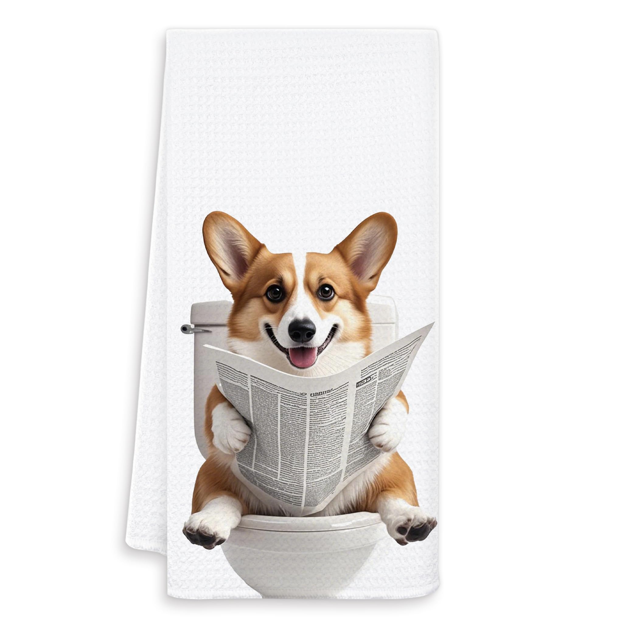 OSLYSOF toallas de mano con corgi divertido, ideal para decoración y secado ligero