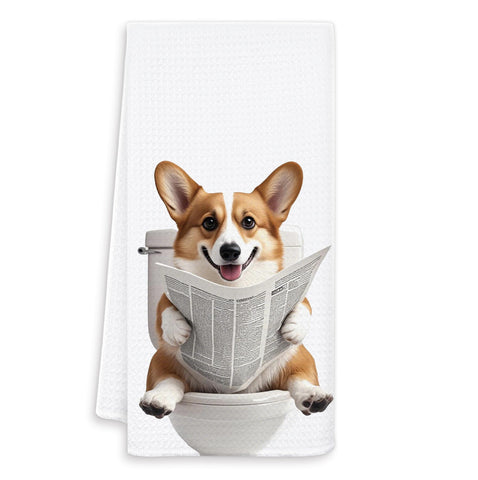 OSLYSOF toallas de mano con corgi divertido, ideal para decoración y secado ligero
