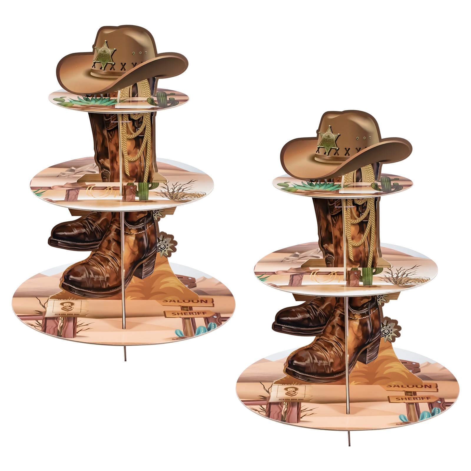 Sustento para cupcakes Osonm vaquero, torre de 3 niveles, ideal como centro de mesa.