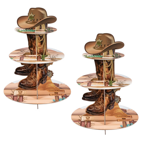Sustento para cupcakes Osonm vaquero, torre de 3 niveles, ideal como centro de mesa.