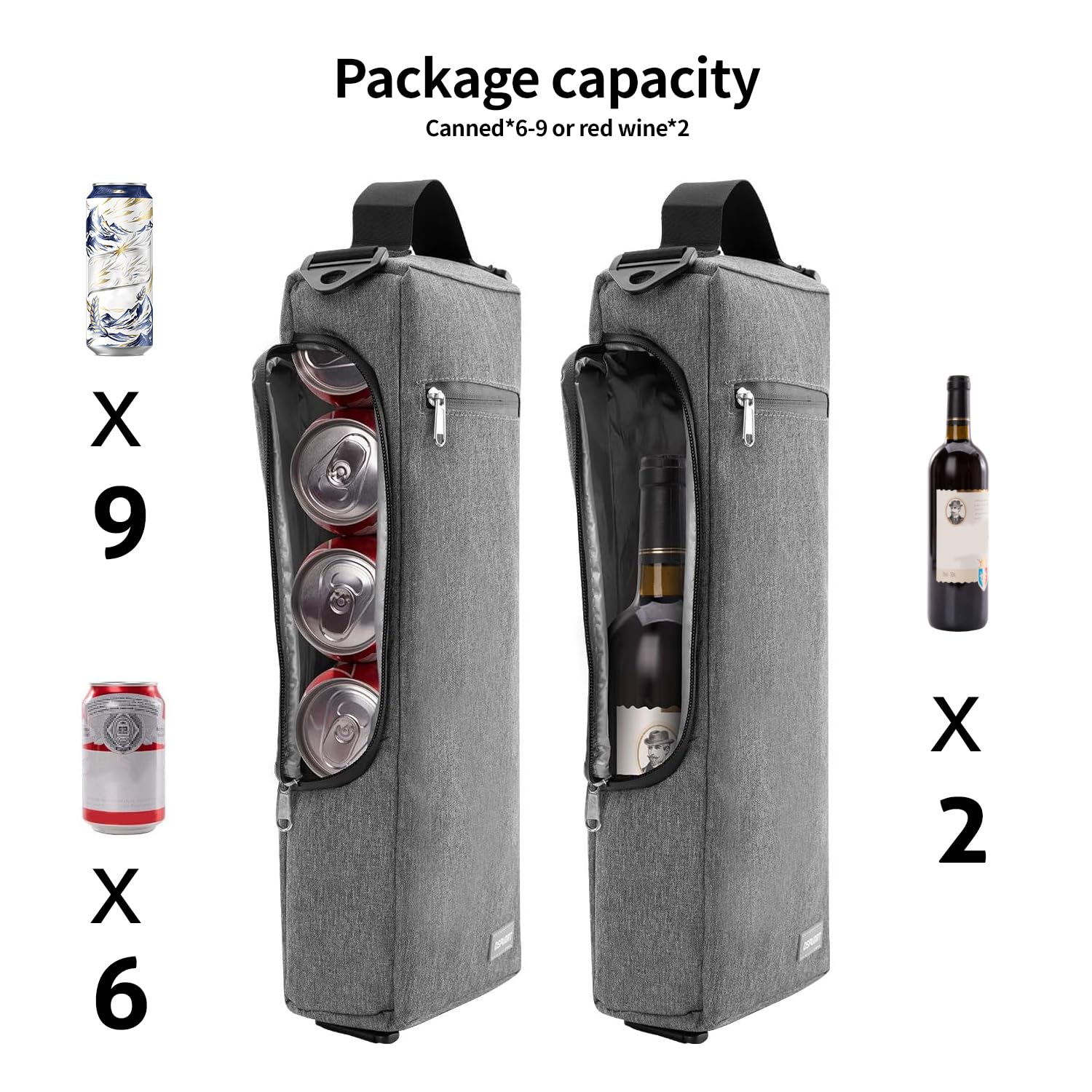 OSPUORT bolsa enfriadora para golf con 2 botellas de vino, ideal para picnics.
