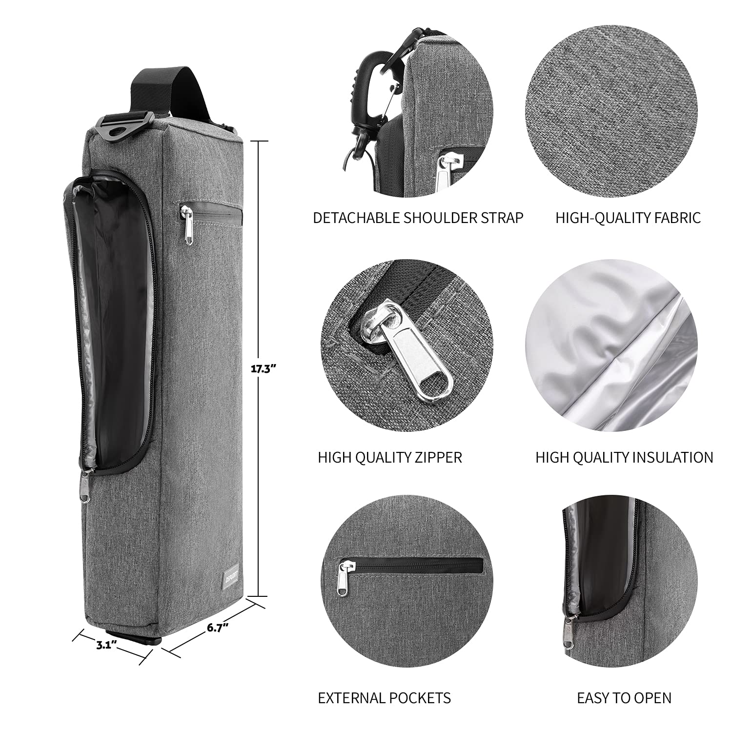 OSPUORT bolsa aislante de 3 capas, protege bebidas y resiste impactos.