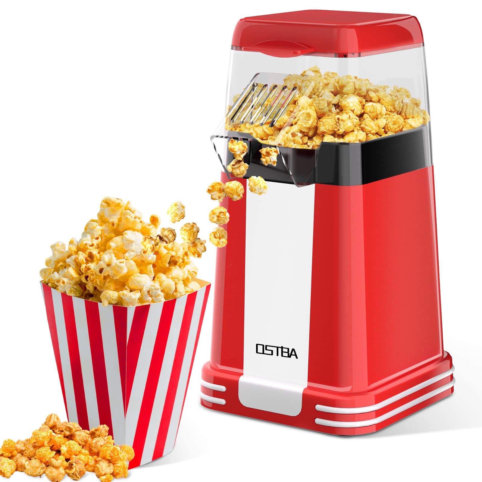 OSTBA maquina de palomitas 1200W, camara de aire caliente para palomitas crujientes sin aceite