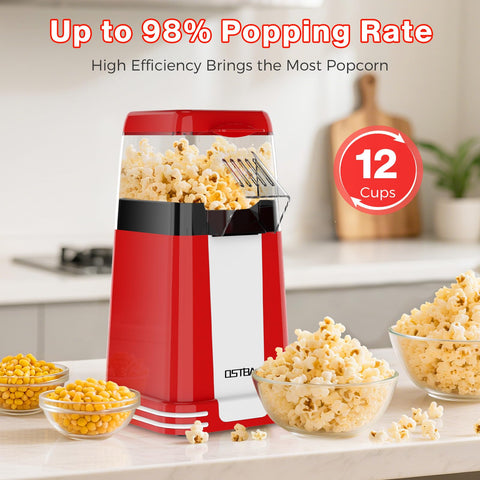 OSTBA maquina de palomitas, camara de aire sin aceite para snack ligero en casa