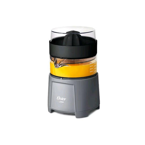 Exprimidor Oster eléctrico en plata, jugos cítricos rápidos y limpios.