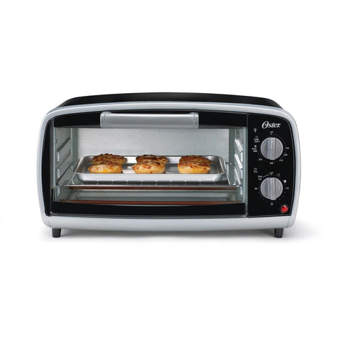 Oster Horno Tostador 4 rebanadas, interior con rejillas ajustables para diferentes comidas.