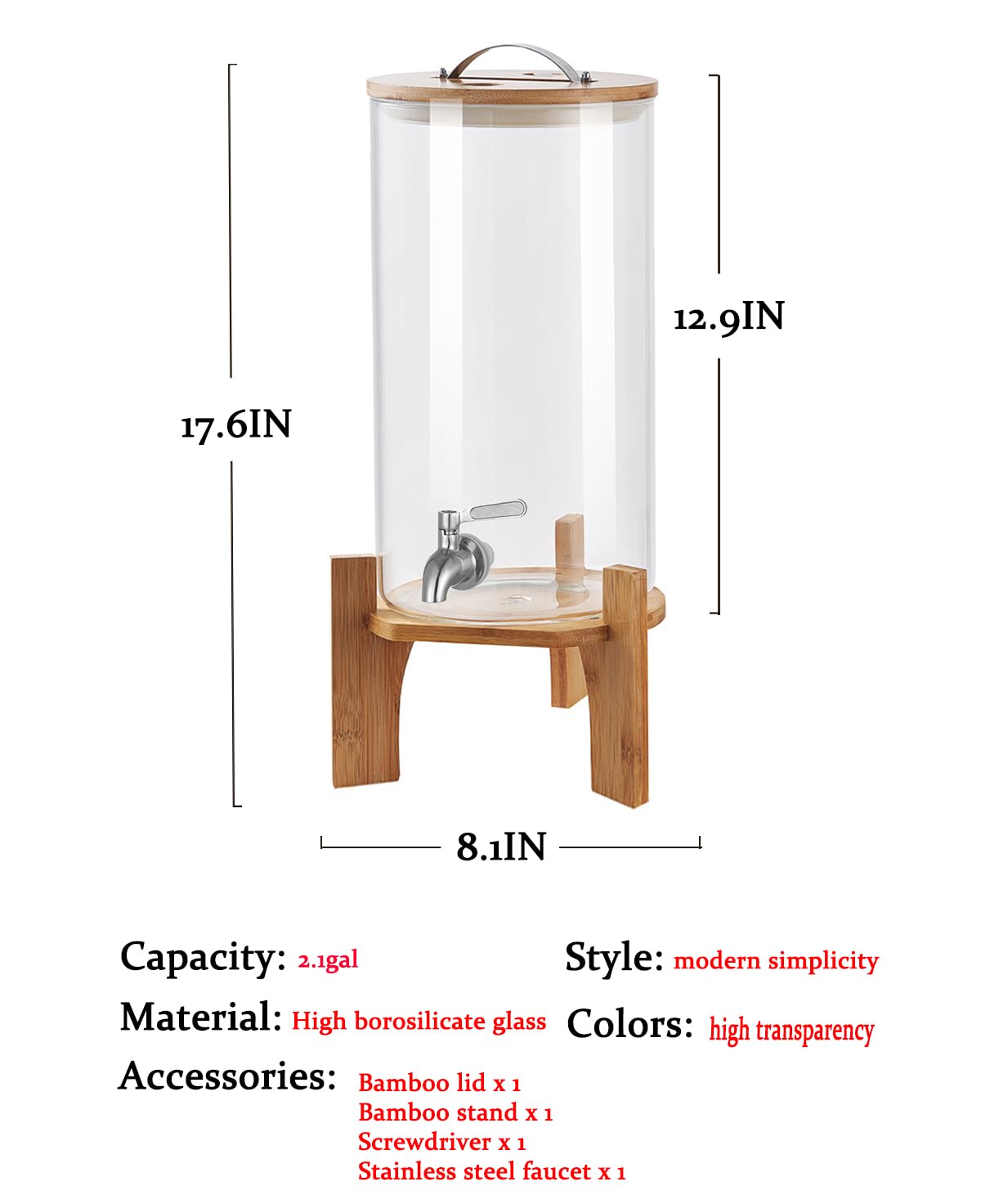 Dispensador OSXDOL con tapa de madera, mantiene bebidas frescas