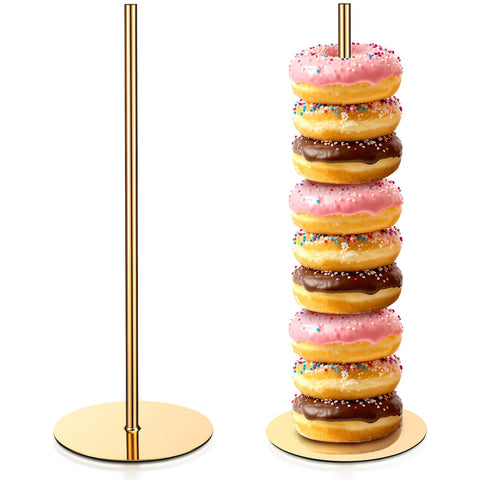 Otoolling Donut Stand Torre Dorado – altura visible para exhibir varias donas con estilo.