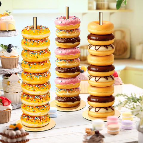 Otoolling Donut Stand Torre Dorado – estabilidad para postres durante la fiesta.