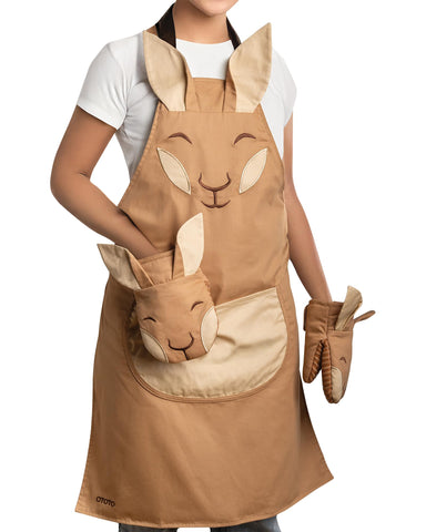 OTOTO Aproo guantes horno con diseño de canguro para manejo seguro de utensilios