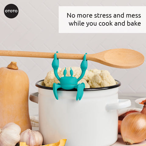 OTOTO Aqua Crab, agarre seguro, soporta utensilios calientes sin deslizamientos.