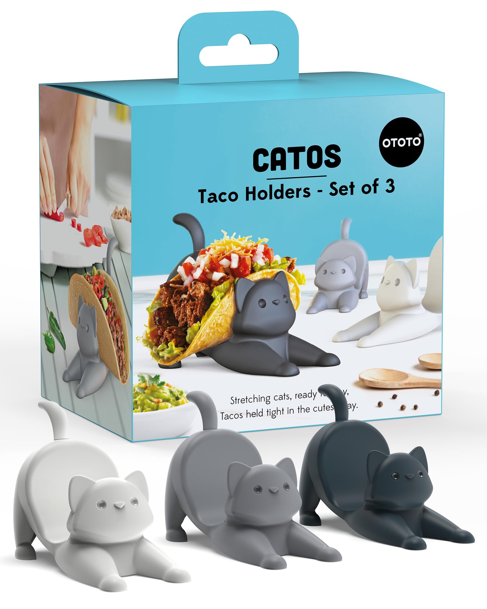 OTOTO Catos, soporte taco trío mantiene tres tacos estables para rellenar