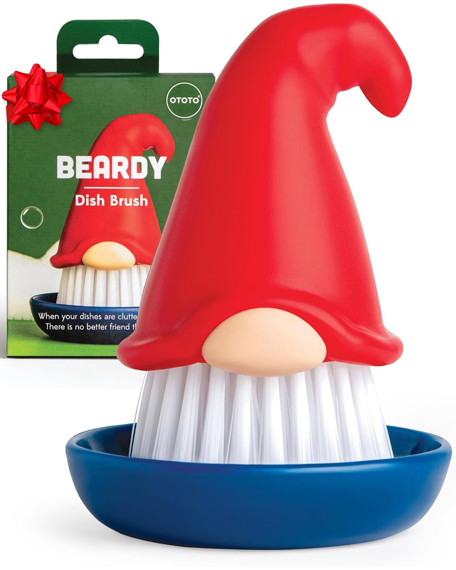 Beardy Gnome de OTOTO: cepillo para platos con duende barbudo, facilita un fregado suave.