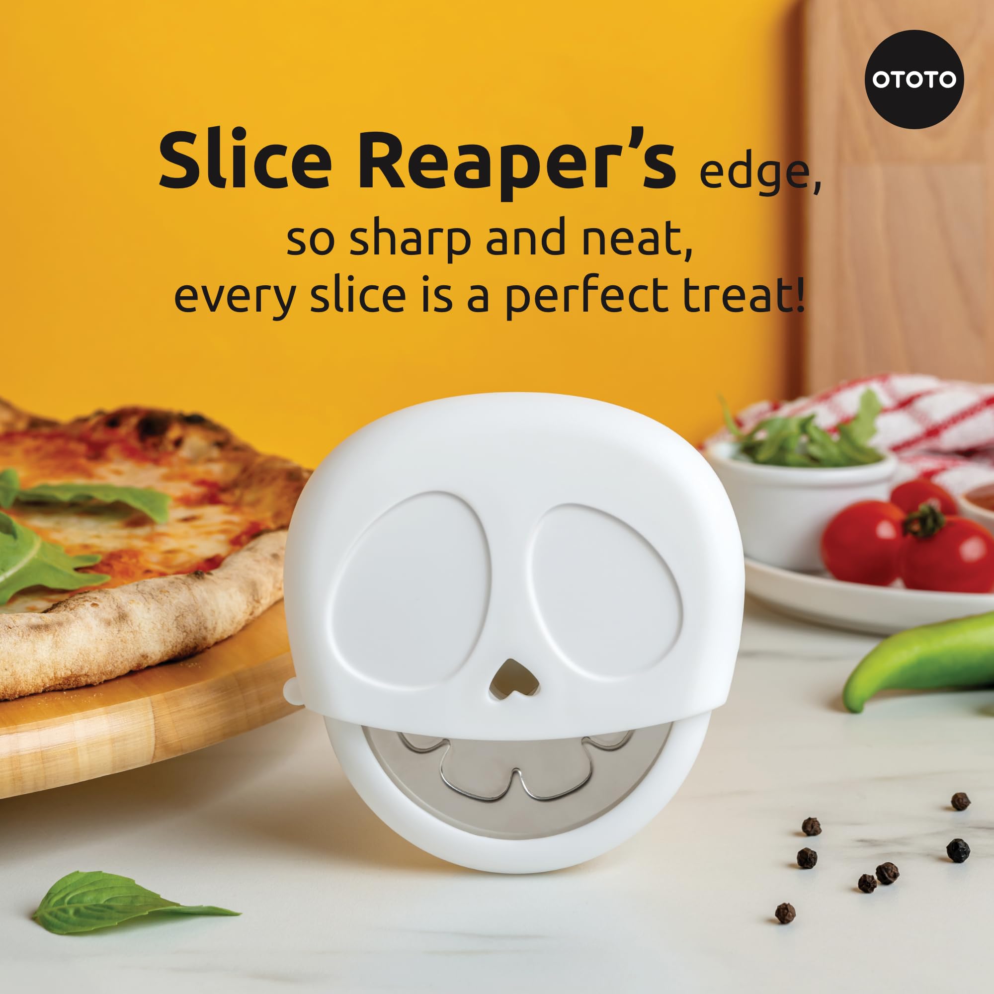 OTOTO cortador-pizza calavera con tapa para guardado seguro
