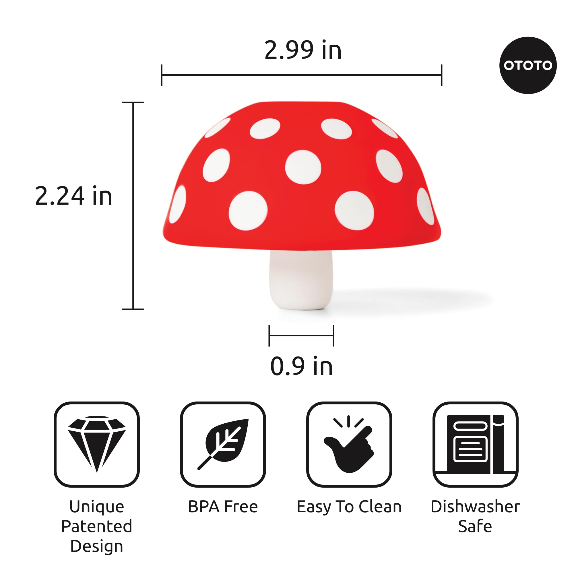 OTOTO Embudo hongo en silicona, apto para lavavajillas y seguro para alimentos.