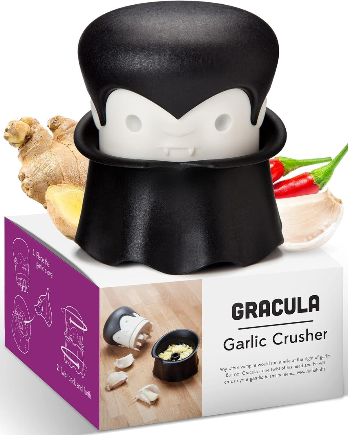 Gracula de OTOTO, prensador de ajo en acción para una cocina más rápida