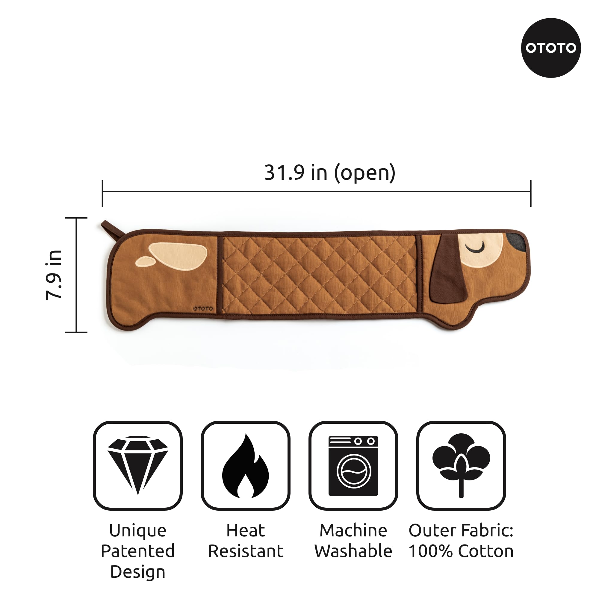 OTOTO resistencia al calor 250℃, guantes de cocina marrón para tareas calientes