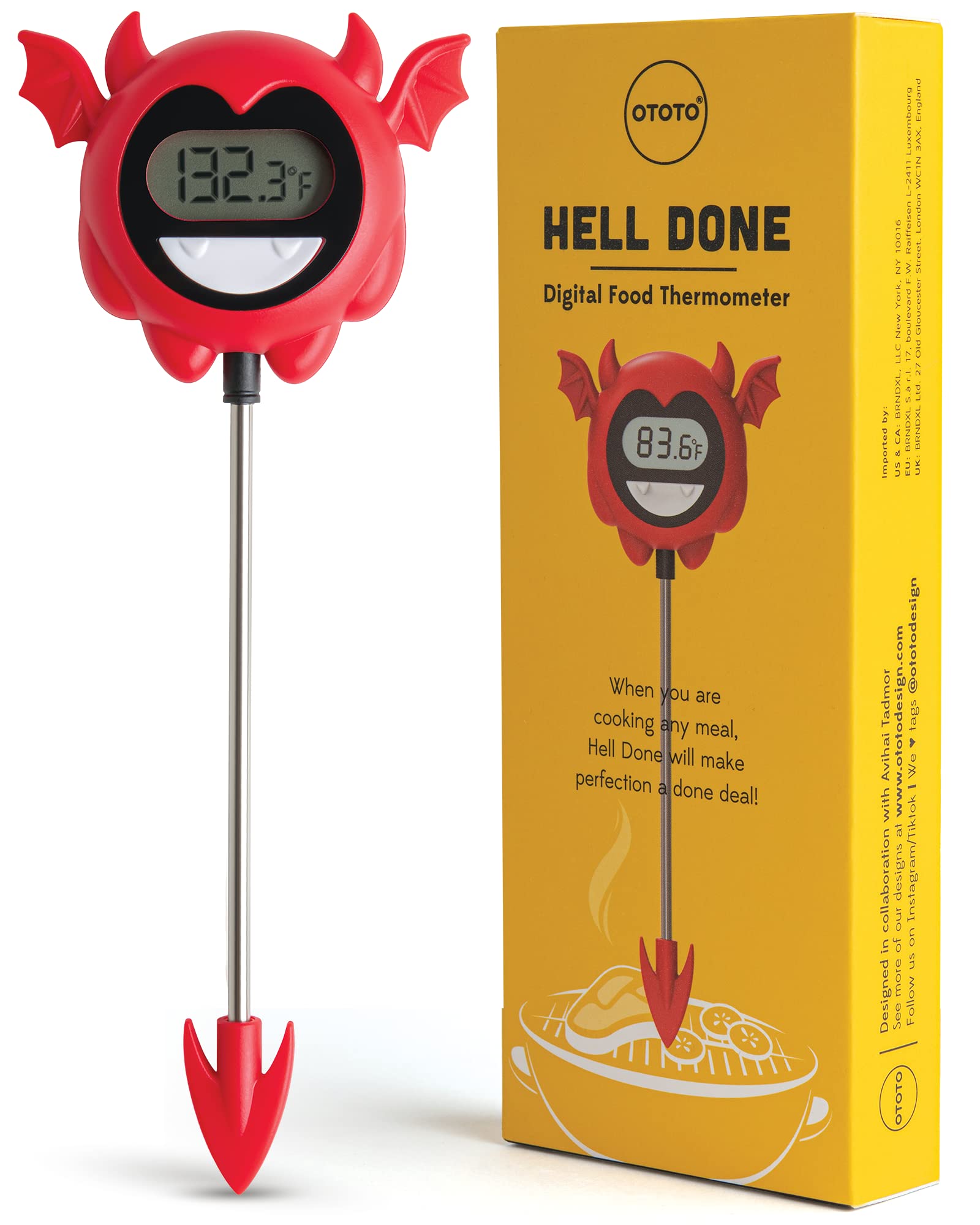 OTOTO Hell Done termómetro de carne digital frente, lectura precisa para cocinar